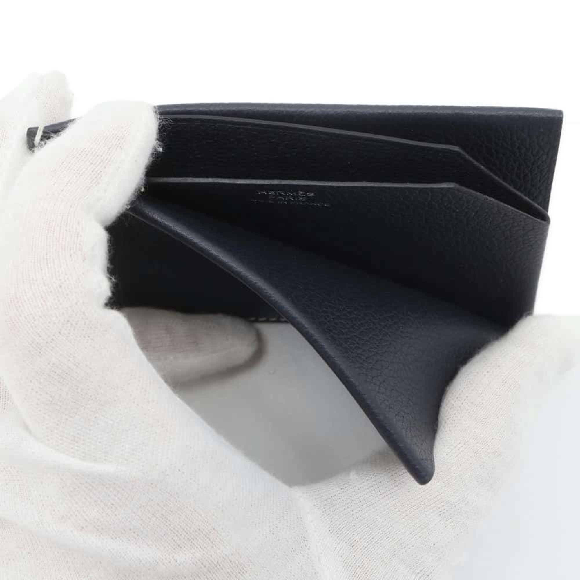 Hermes Business Card Holder/Card Case H Series Blue Nuit Evercolor U Stamp Wallet