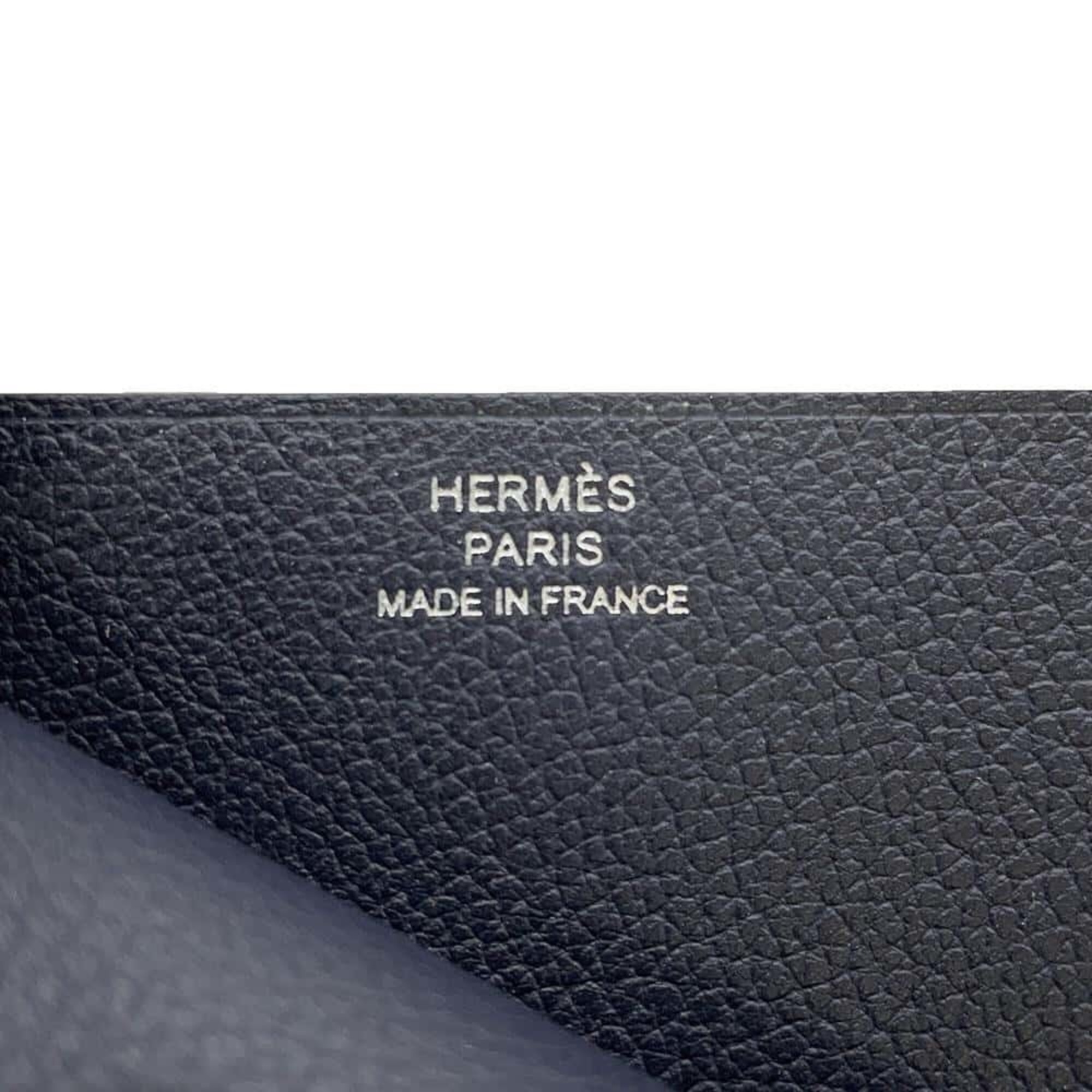 Hermes Business Card Holder/Card Case H Series Blue Nuit Evercolor U Stamp Wallet