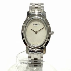 Hermes Clipper Nacré Oval CO1.230 Quartz 12P Diamond Watch Women's