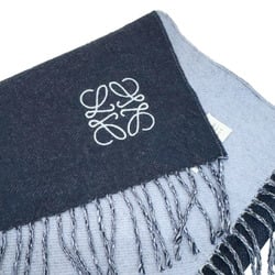 LOEWE Anagram Scarf, Reversible, Wool, Cashmere, Embroidery, Bicolor, Navy, Light Blue, Women's, Men's