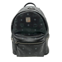 MCM Backpack Side Studs Leather Black Rucksack