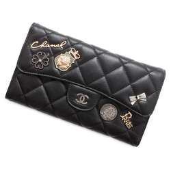 Chanel Long Wallet Matelasse Icon Charm Coco Mark Lambskin CHANEL Black