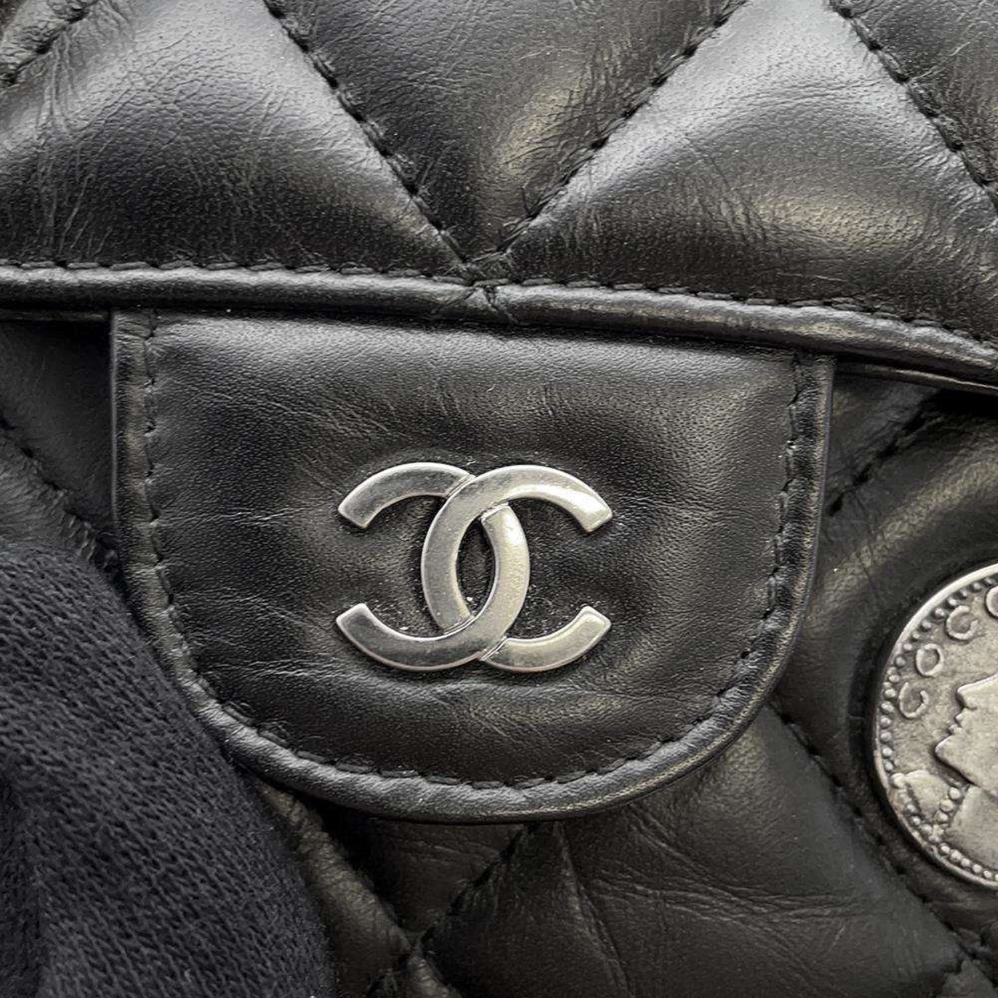 Chanel Long Wallet Matelasse Icon Charm Coco Mark Lambskin CHANEL Black