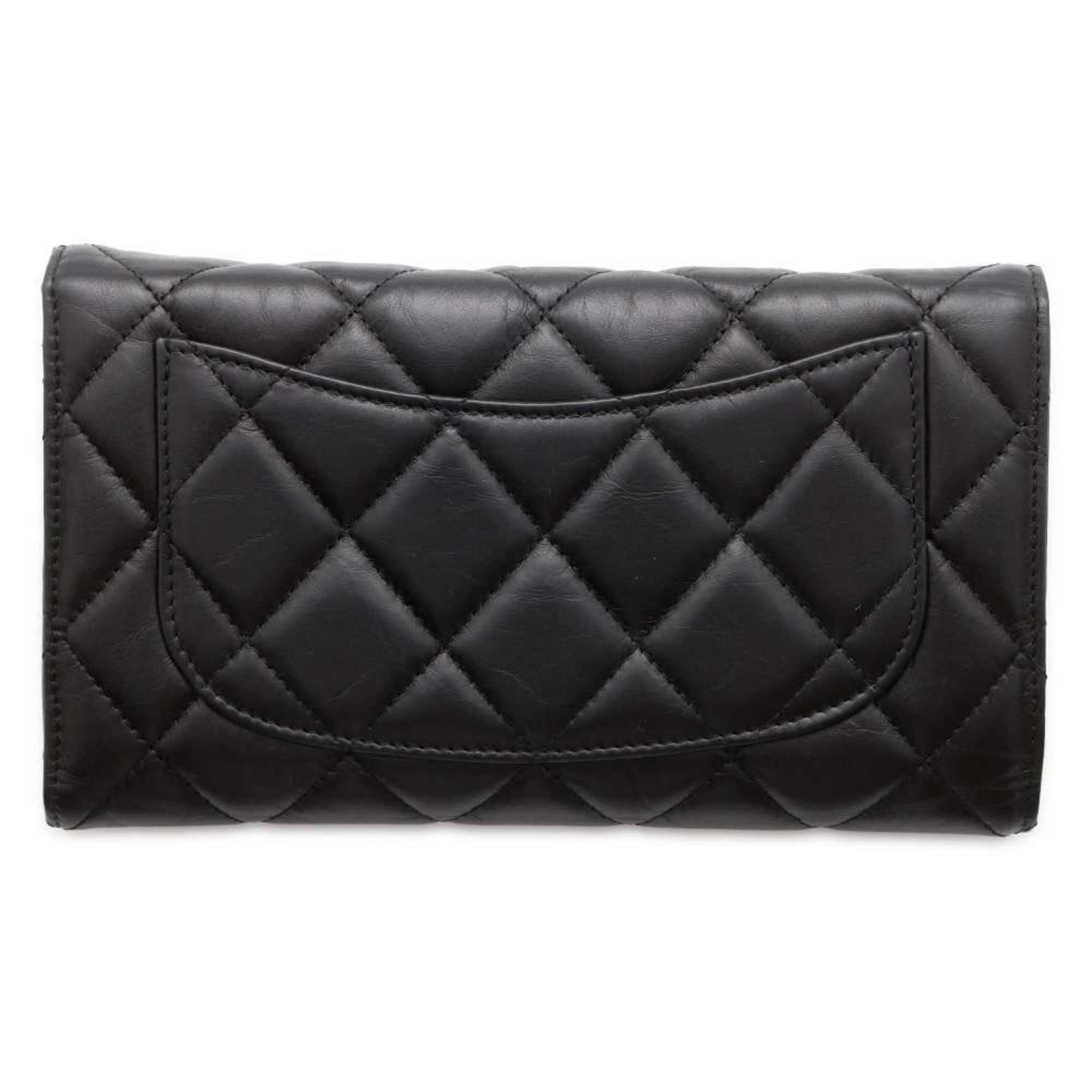 Chanel Long Wallet Matelasse Icon Charm Coco Mark Lambskin CHANEL Black