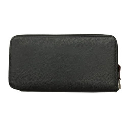 HERMES Azap Silkin Epson Black A Engraved Round Long Wallet