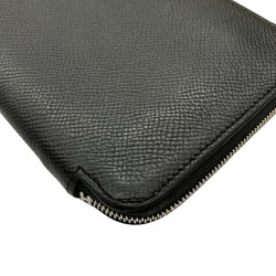 HERMES Azap Silkin Epson Black A Engraved Round Long Wallet