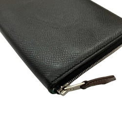 HERMES Azap Silkin Epson Black A Engraved Round Long Wallet