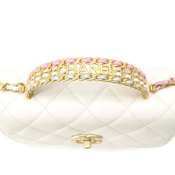 Chanel Chain Shoulder Bag Matelasse Coco Mark AS3886 2way Handbag White