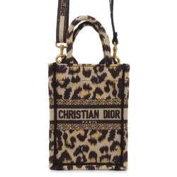 Christian Dior Handbag Book Tote Leopard S5555CRHM 2way Shoulder Phone Bag Print