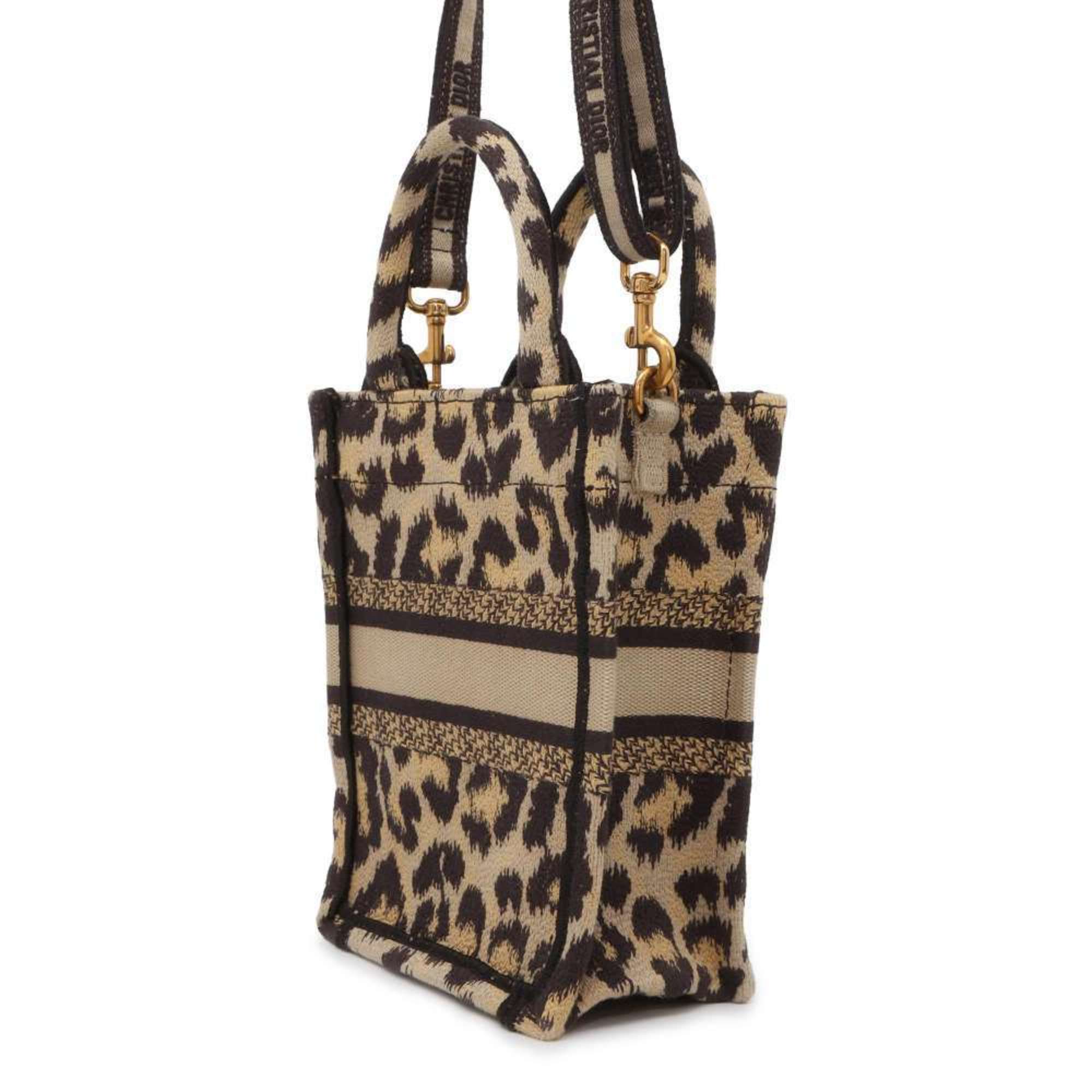 Christian Dior Handbag Book Tote Leopard S5555CRHM 2way Shoulder Phone Bag Print