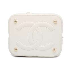 Chanel Chain Shoulder Bag Coco Mark Matelasse Vanity Caviar Skin CHANEL White