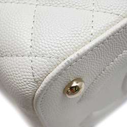 Chanel Chain Shoulder Bag Coco Mark Matelasse Vanity Caviar Skin CHANEL White