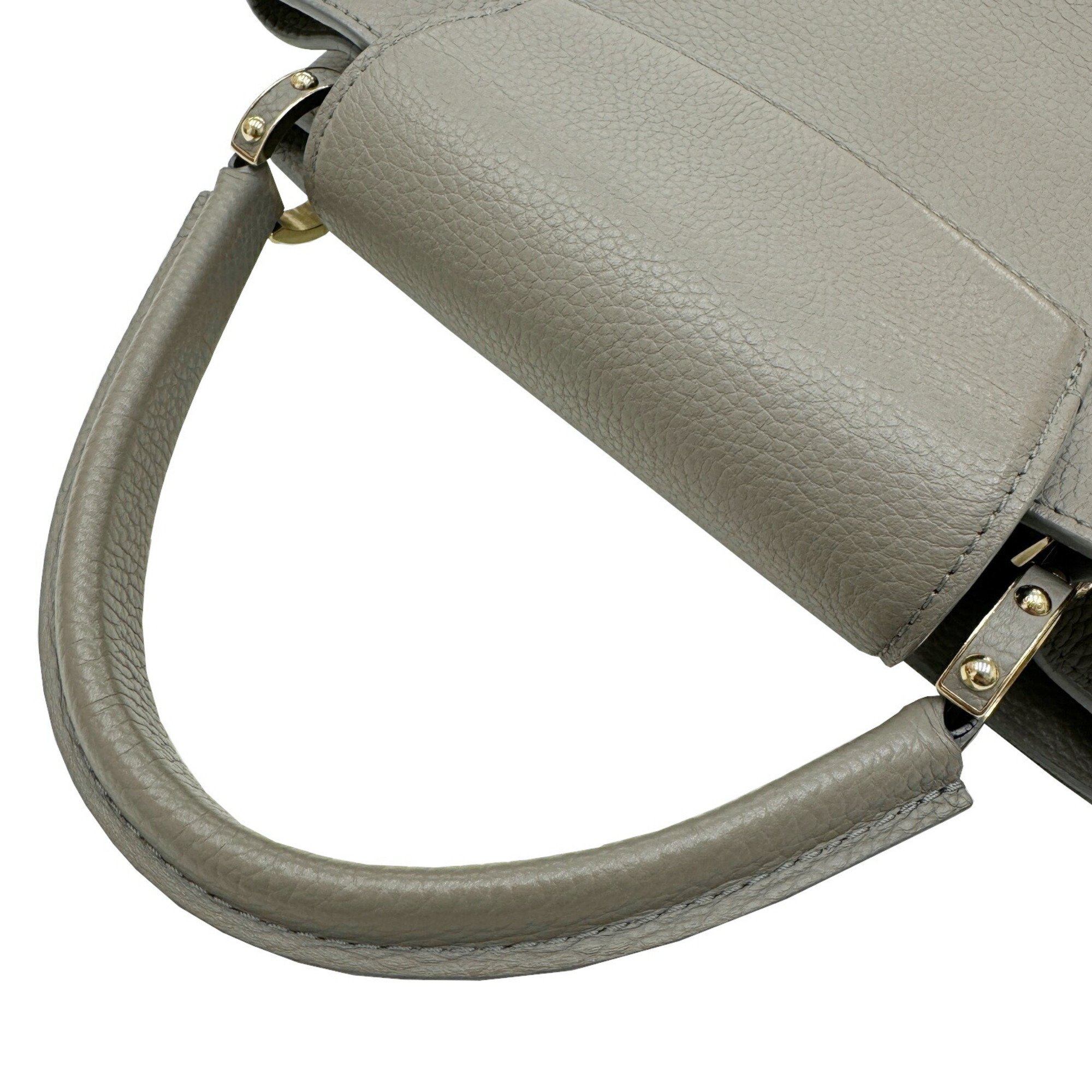 LOUIS VUITTON Louis Vuitton Capucines MM Taurillon Leather M59067 RFID IC Chip Handbag Shoulder Bag Grey Women's