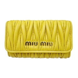 Miu Miu MIU Matelasse Key Case 5PG222 Yellow Leather Women's