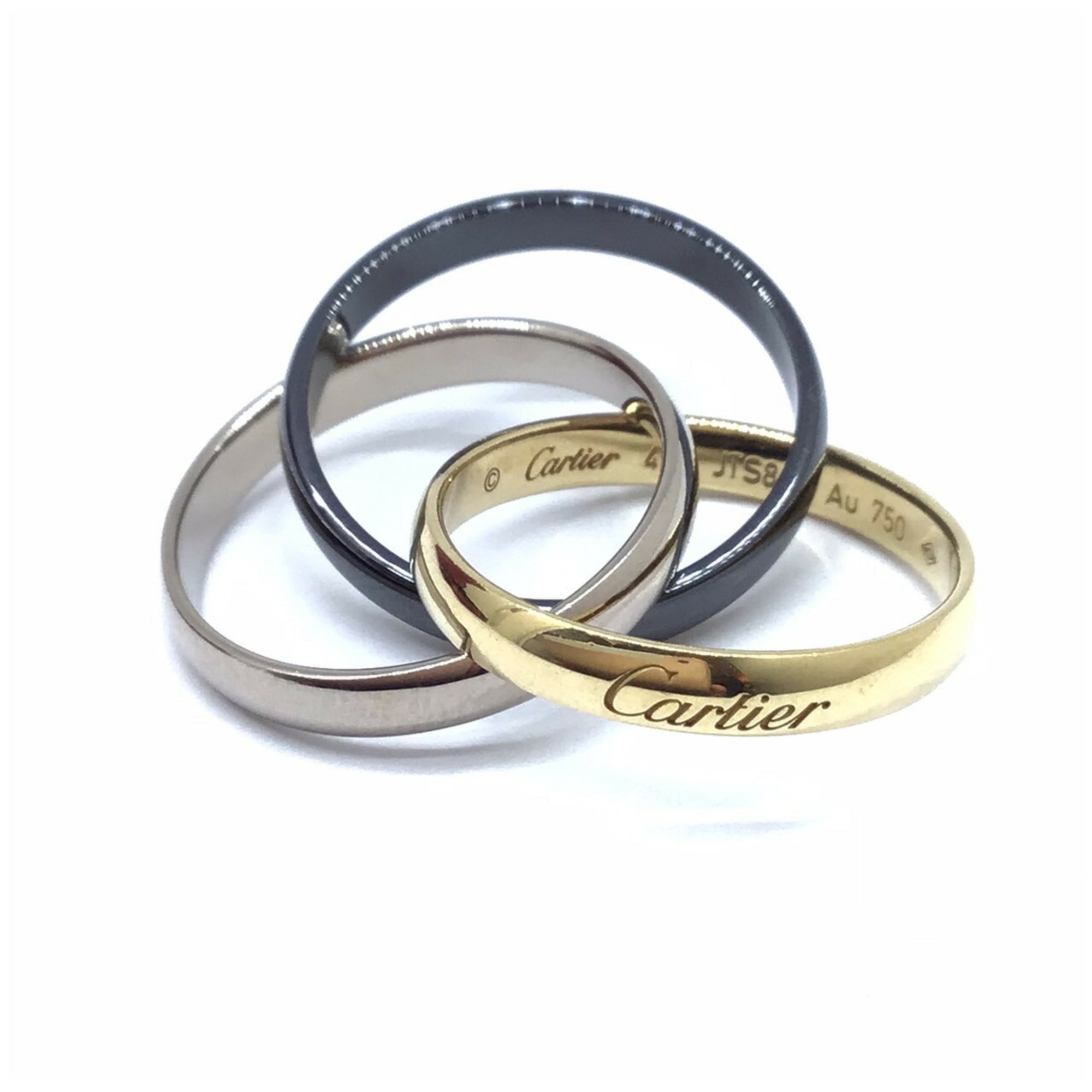 Cartier Classic Trinity Ring Three Color WG YG Lamic Black #49 Fashion Finger Wedding Ladies