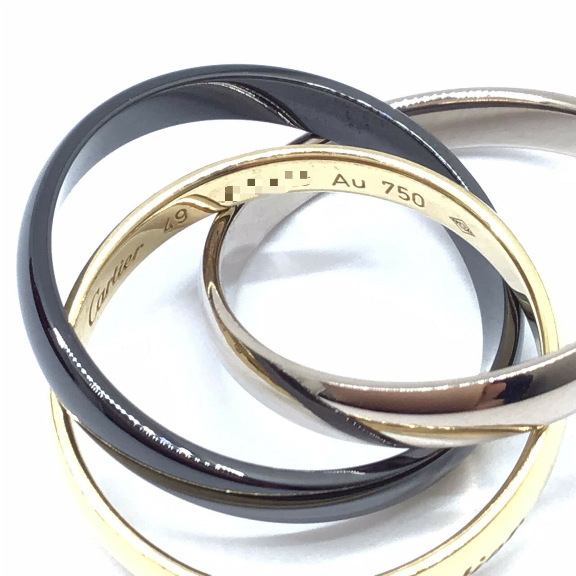 Cartier Classic Trinity Ring Three Color WG YG Lamic Black #49 Fashion Finger Wedding Ladies