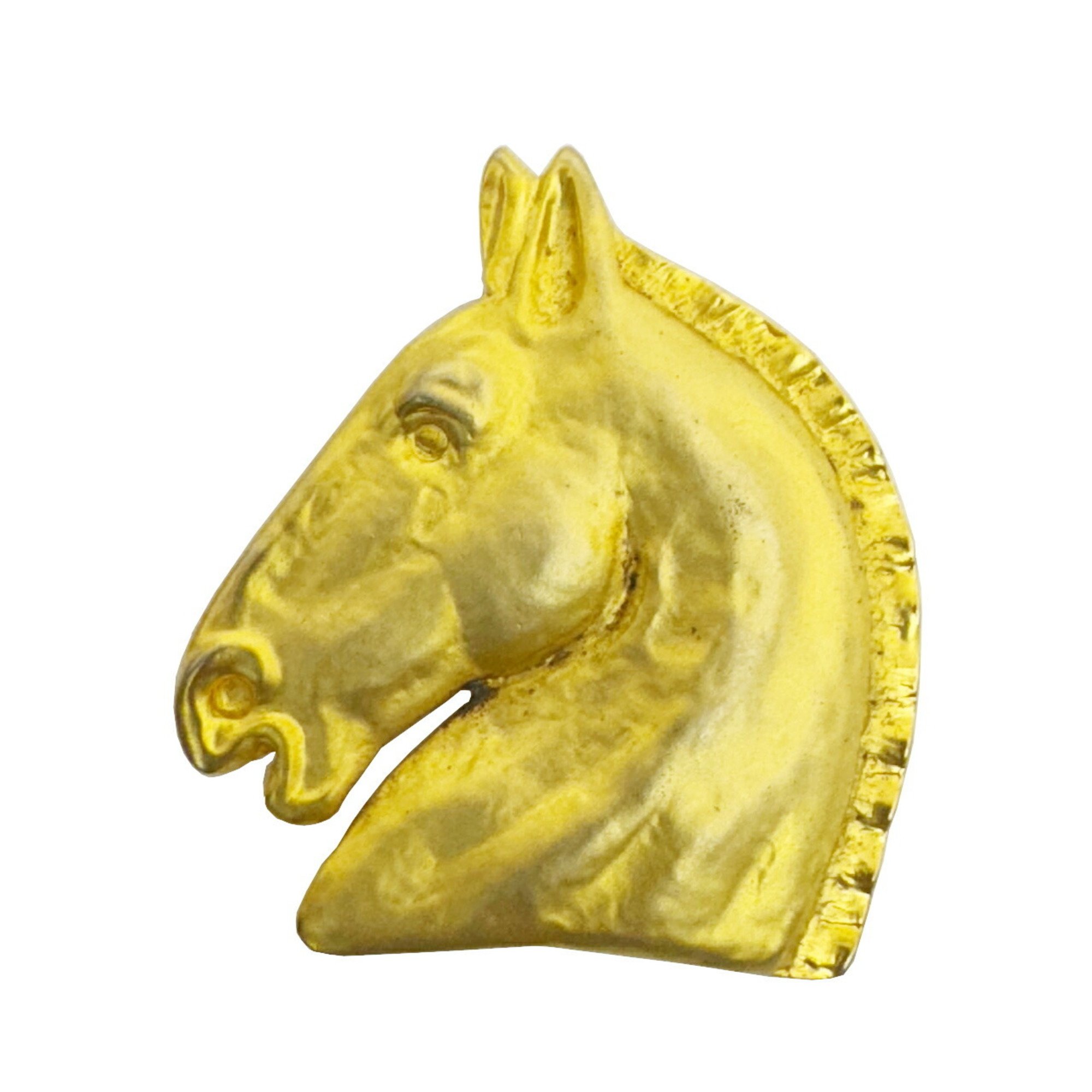 HERMES Cheval Horse Brooch Gold Women's Men's