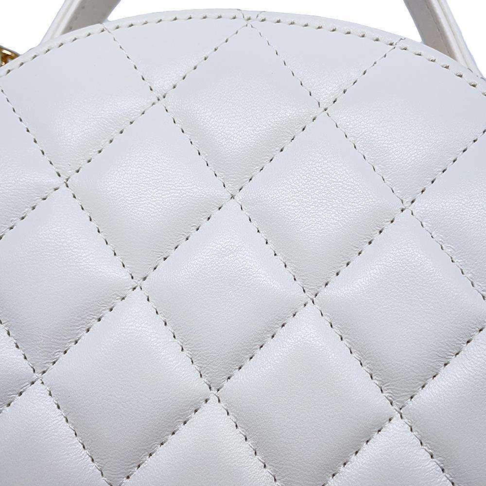 Chanel Chain Shoulder Bag Matelasse Coco Mark Lambskin AP3088 CHANEL White