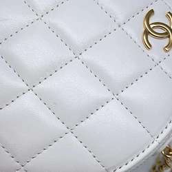 Chanel Chain Shoulder Bag Matelasse Coco Mark Lambskin AP3088 CHANEL White