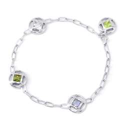 Cartier Bracelet Pasha Grid Peridot Aquamarine Iolite K18WG White Gold