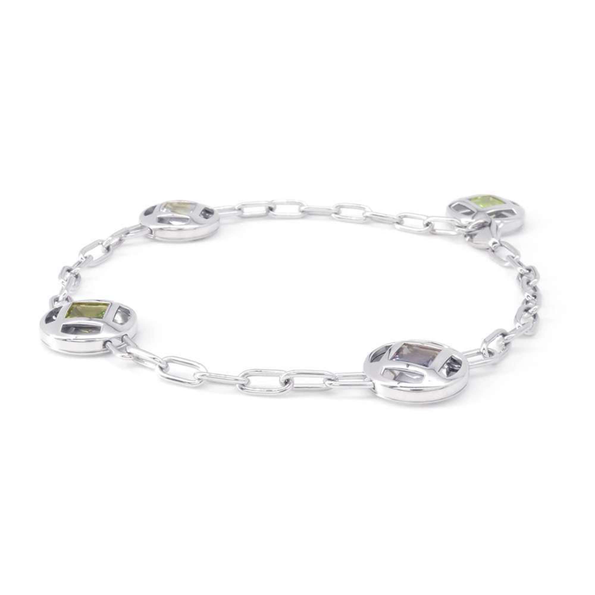 Cartier Bracelet Pasha Grid Peridot Aquamarine Iolite K18WG White Gold