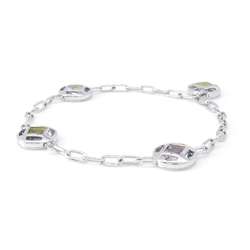 Cartier Bracelet Pasha Grid Peridot Aquamarine Iolite K18WG White Gold