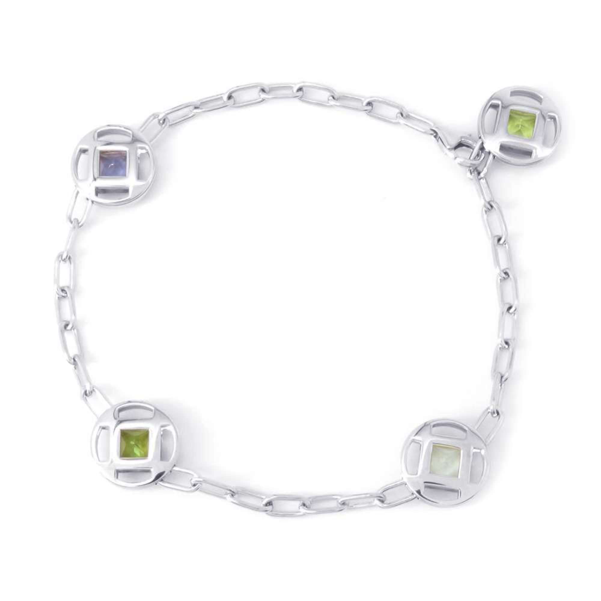 Cartier Bracelet Pasha Grid Peridot Aquamarine Iolite K18WG White Gold