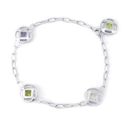 Cartier Bracelet Pasha Grid Peridot Aquamarine Iolite K18WG White Gold