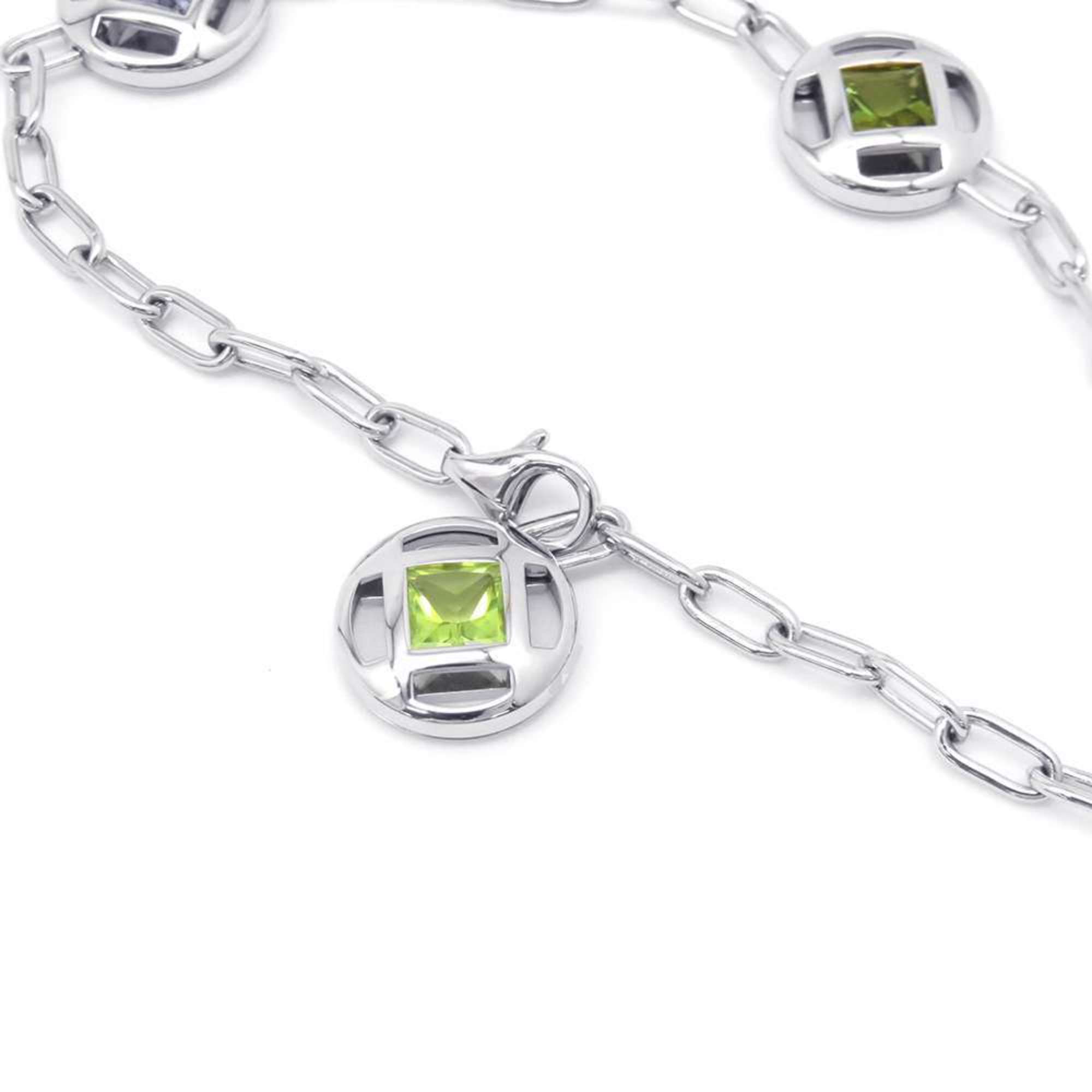 Cartier Bracelet Pasha Grid Peridot Aquamarine Iolite K18WG White Gold