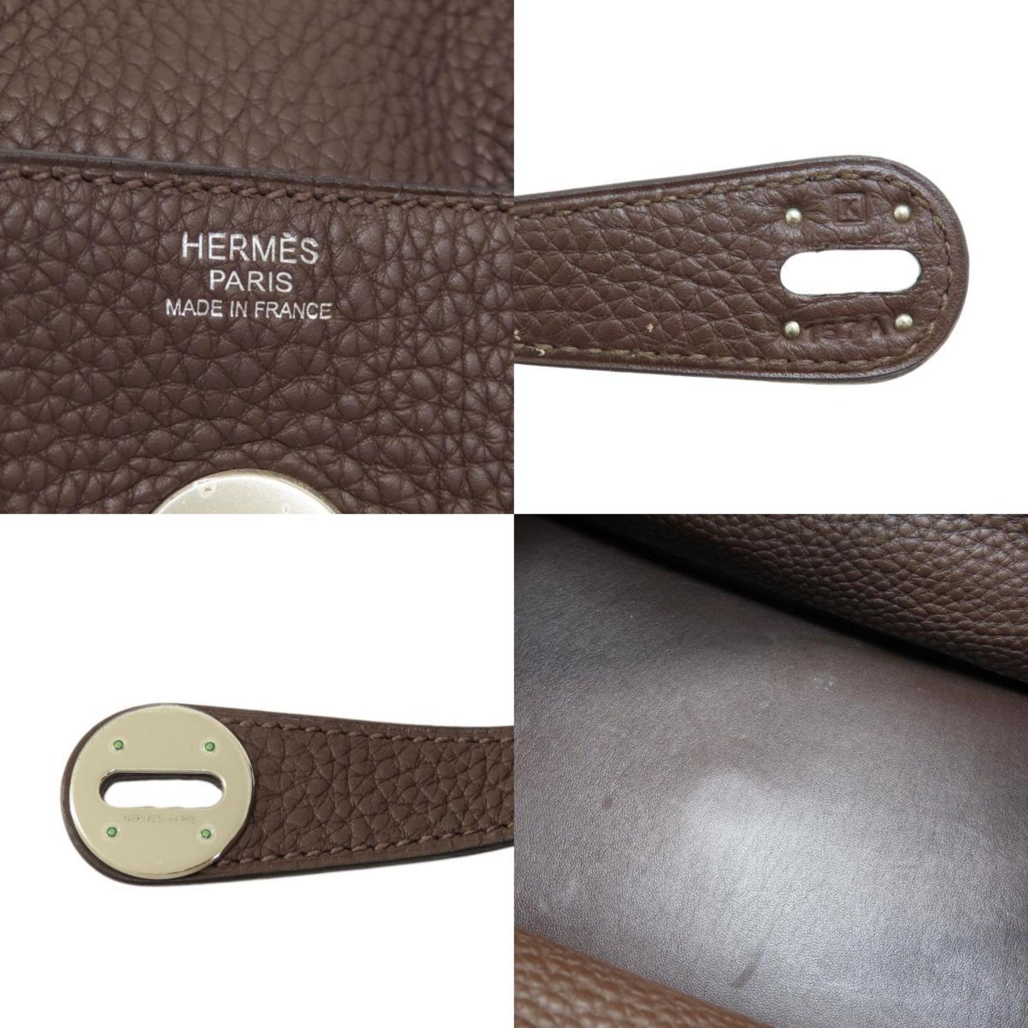 Hermes Lindy 30 Chocolate Handbag Taurillon Women's