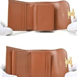 CELINE Triomphe Small Wallet 10D78 Canvas Leather Beige White Tan E-156059