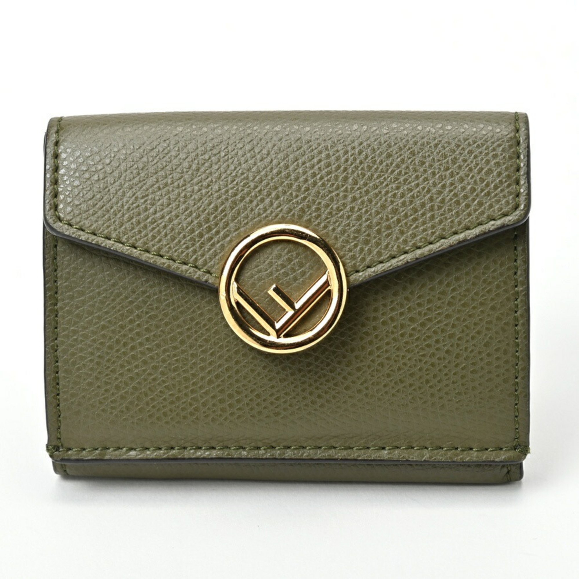 FENDI F is Micro Tri-fold Wallet 8M0395 Leather Khaki S-156090