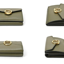 FENDI F is Micro Tri-fold Wallet 8M0395 Leather Khaki S-156090