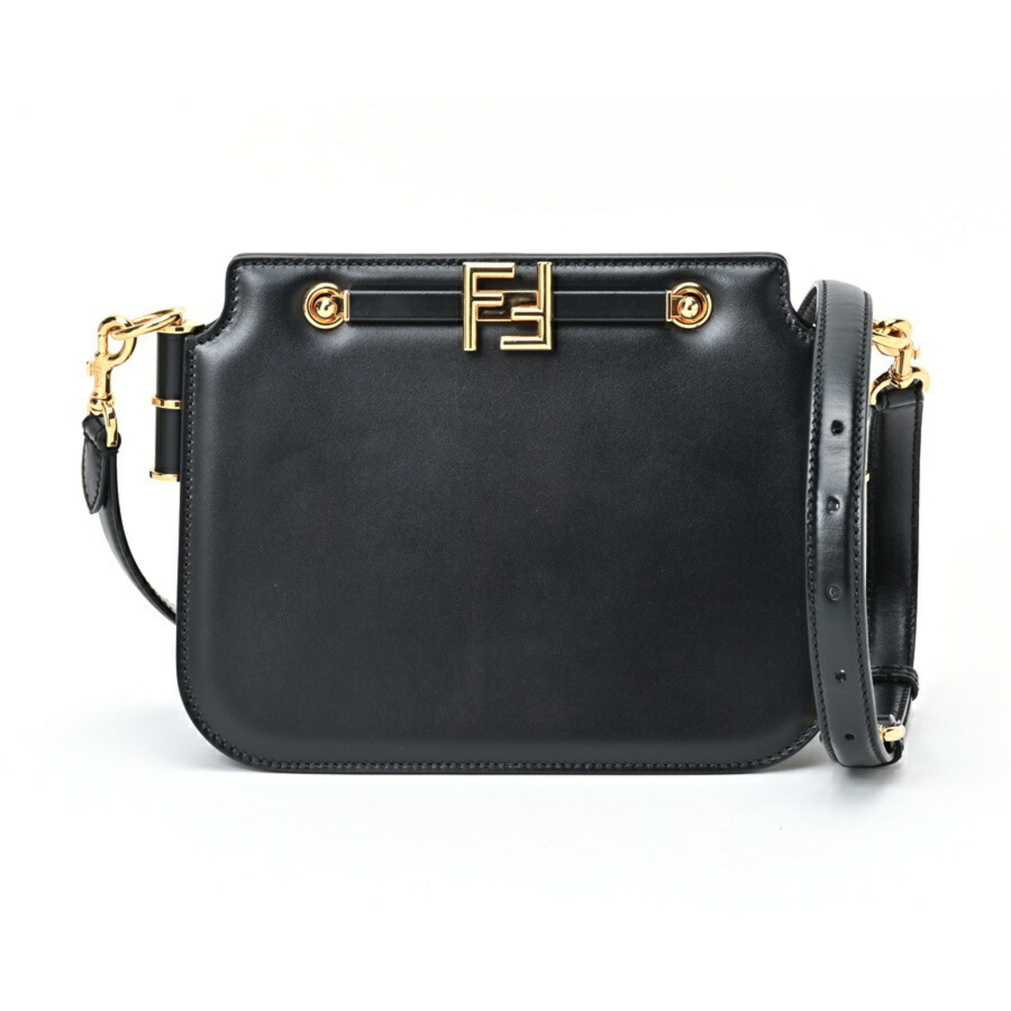 FENDI Touch Small Shoulder Bag 8BT349 Leather Black S-156199