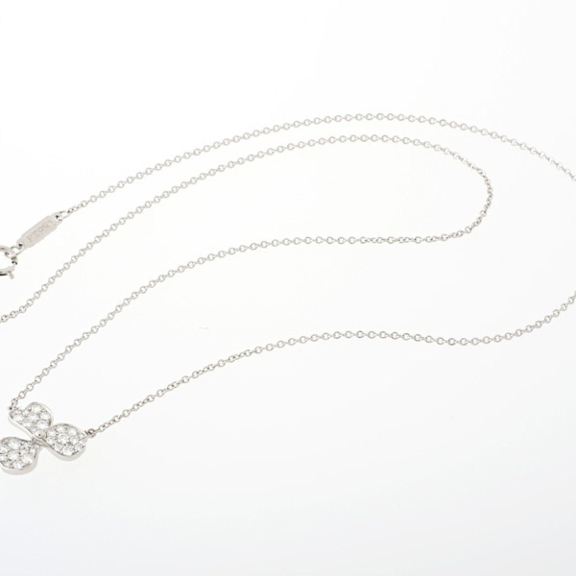 Tiffany Paper Flower Necklace Pt950 Diamond 40cm A-155952