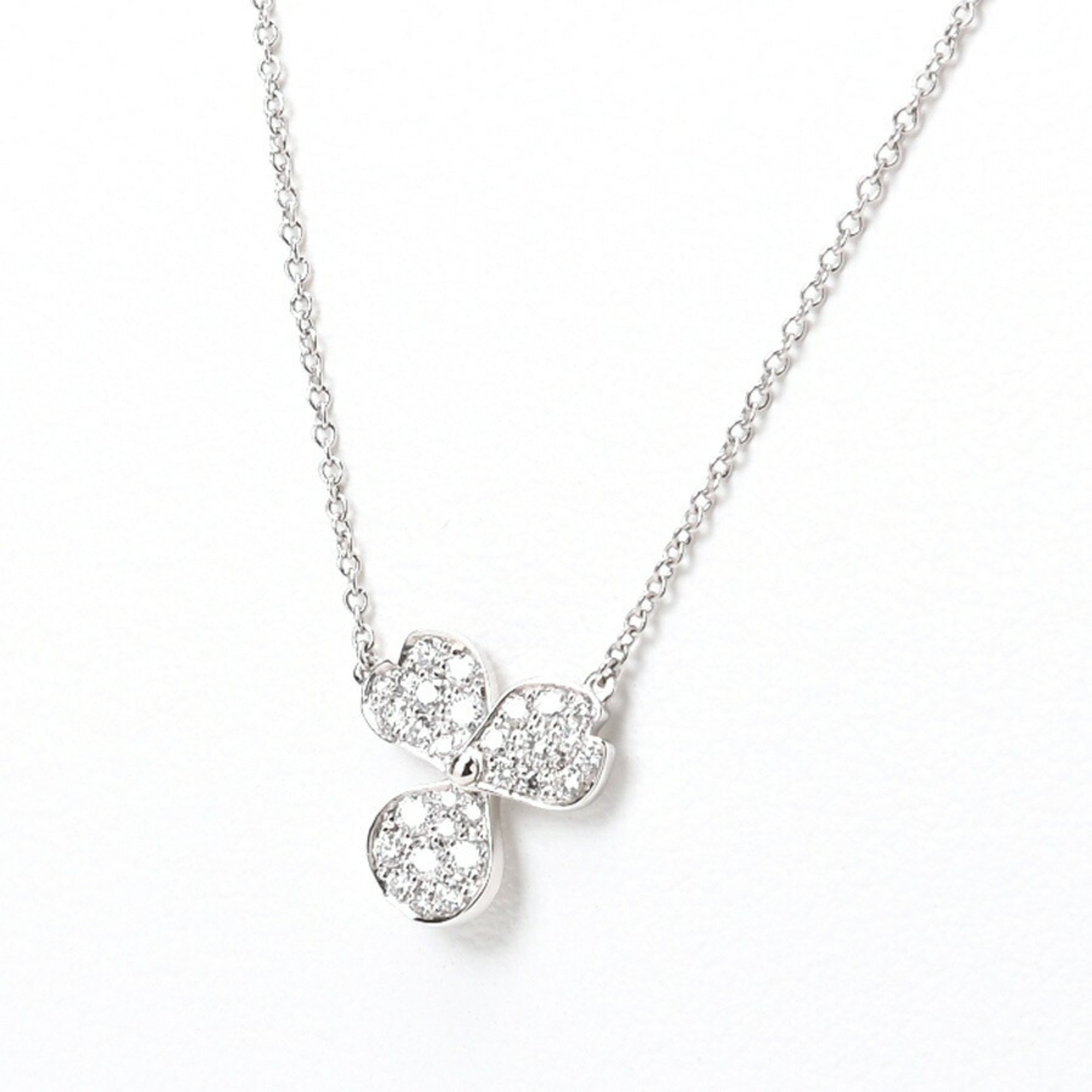 Tiffany Paper Flower Necklace Pt950 Diamond 40cm A-155952