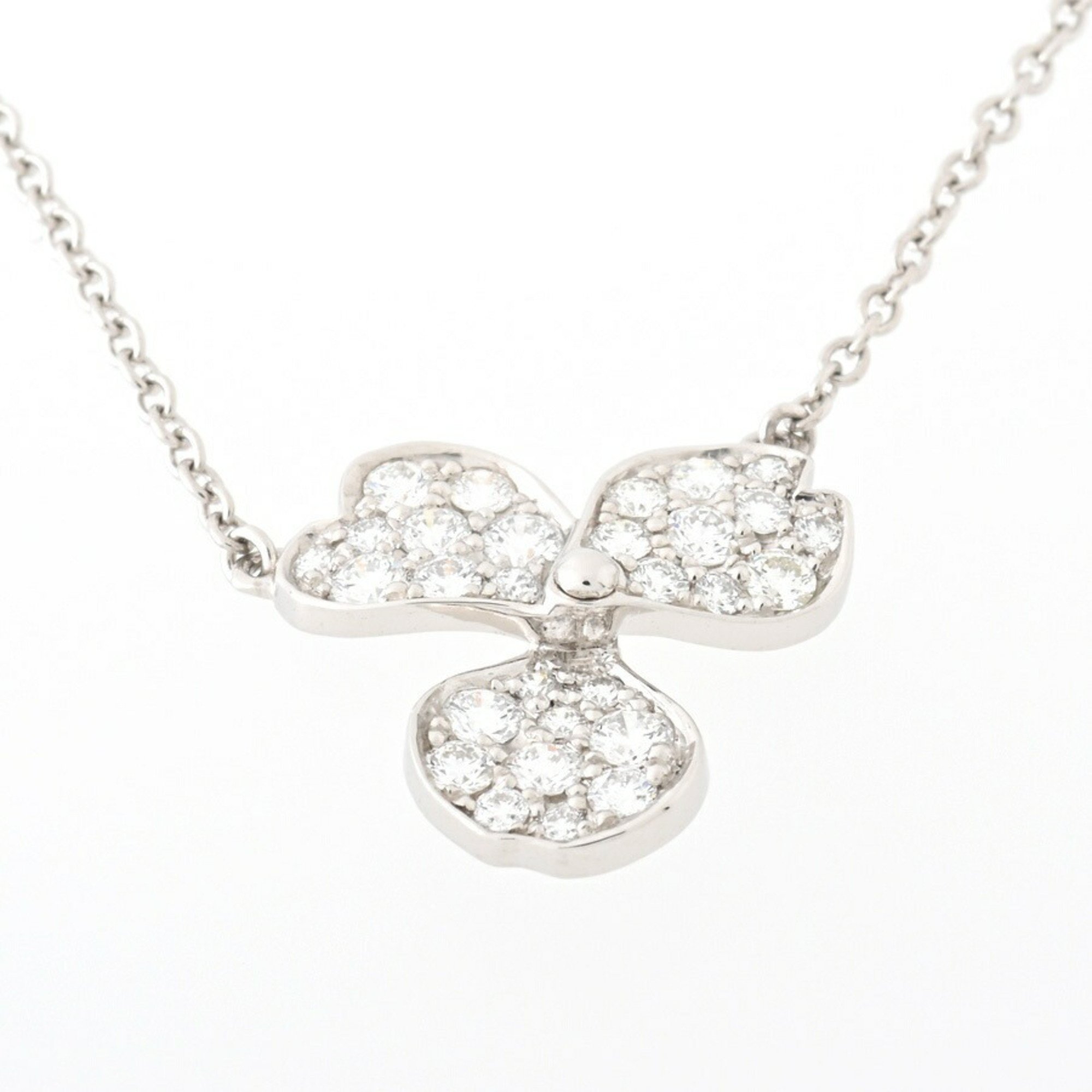 Tiffany Paper Flower Necklace Pt950 Diamond 40cm A-155952