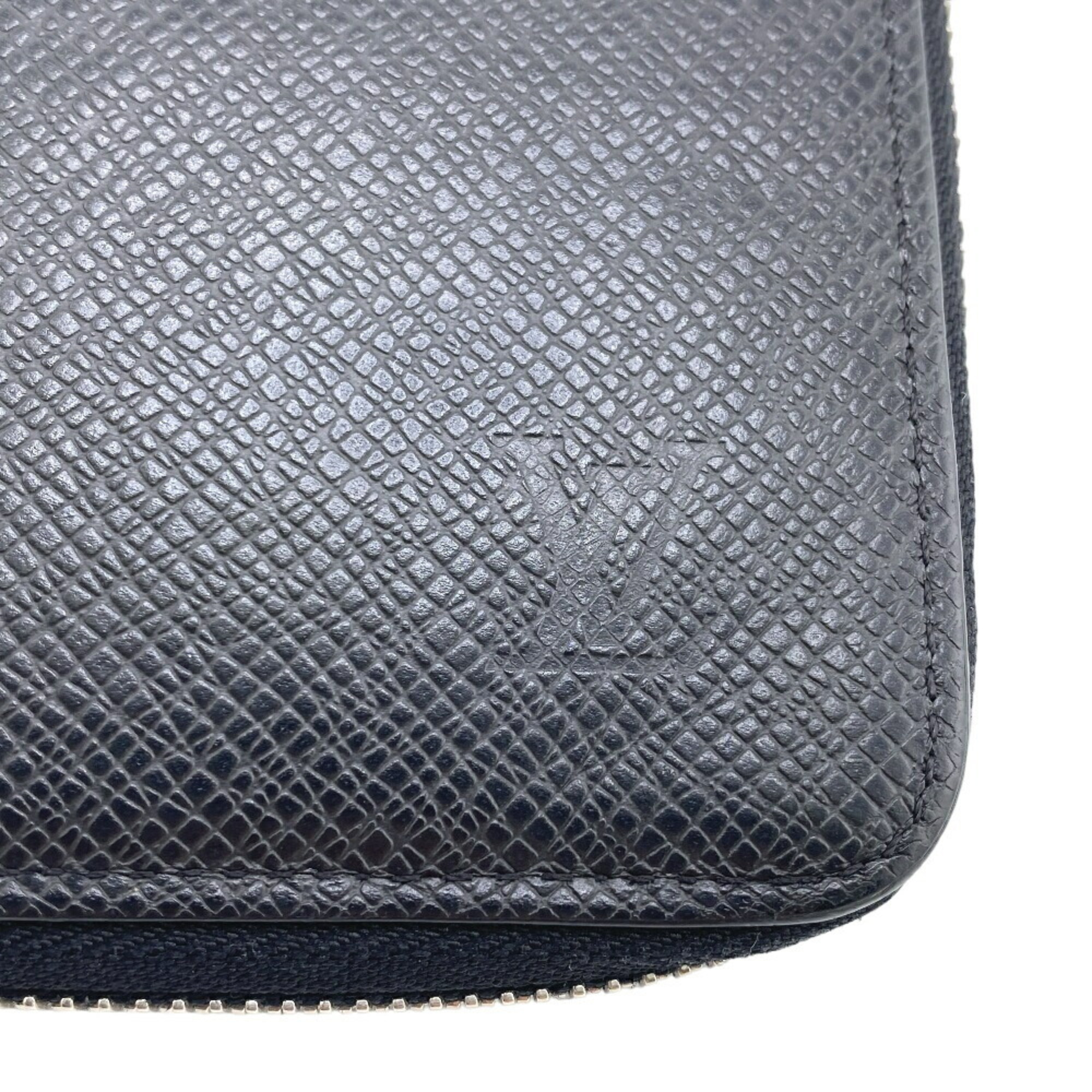 LOUIS VUITTON M30503 Zippy Wallet Vertical Round Taiga Long Black Men's