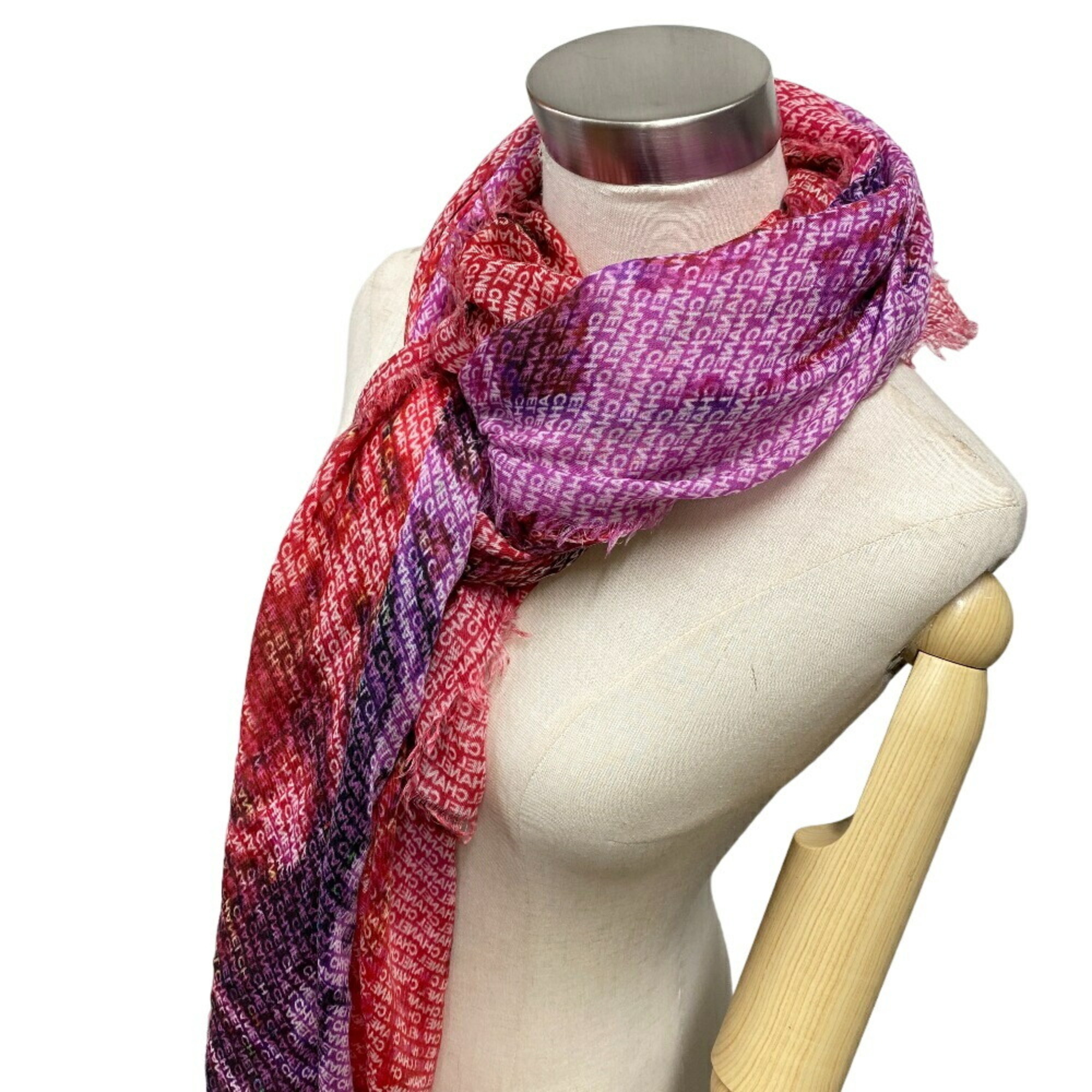 CHANEL 17S Coco Mark Scarf Muffler Pink Women's