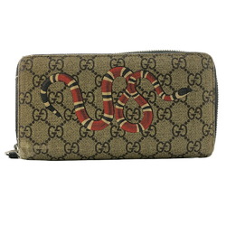 GUCCI 451273 2778 Kingsnake Round GG Supreme Long Wallet Beige Unisex