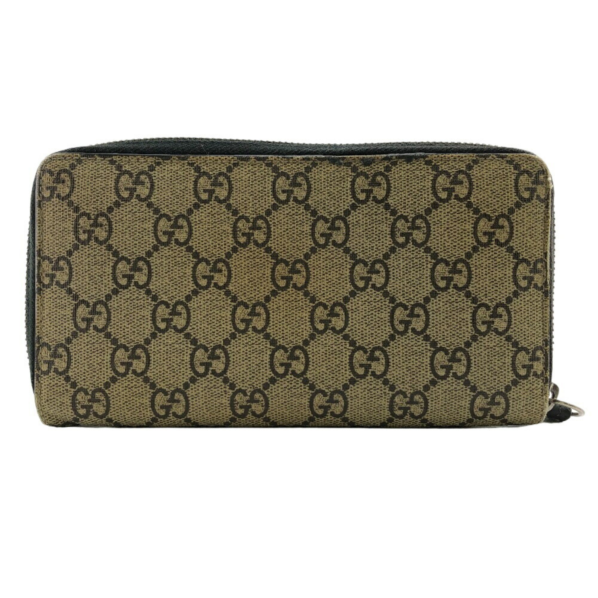 GUCCI 451273 2778 Kingsnake Round GG Supreme Long Wallet Beige Unisex