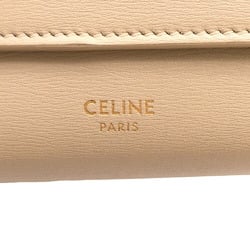 CELINE Small Trifold Compact Wallet Tri-fold Beige Women's