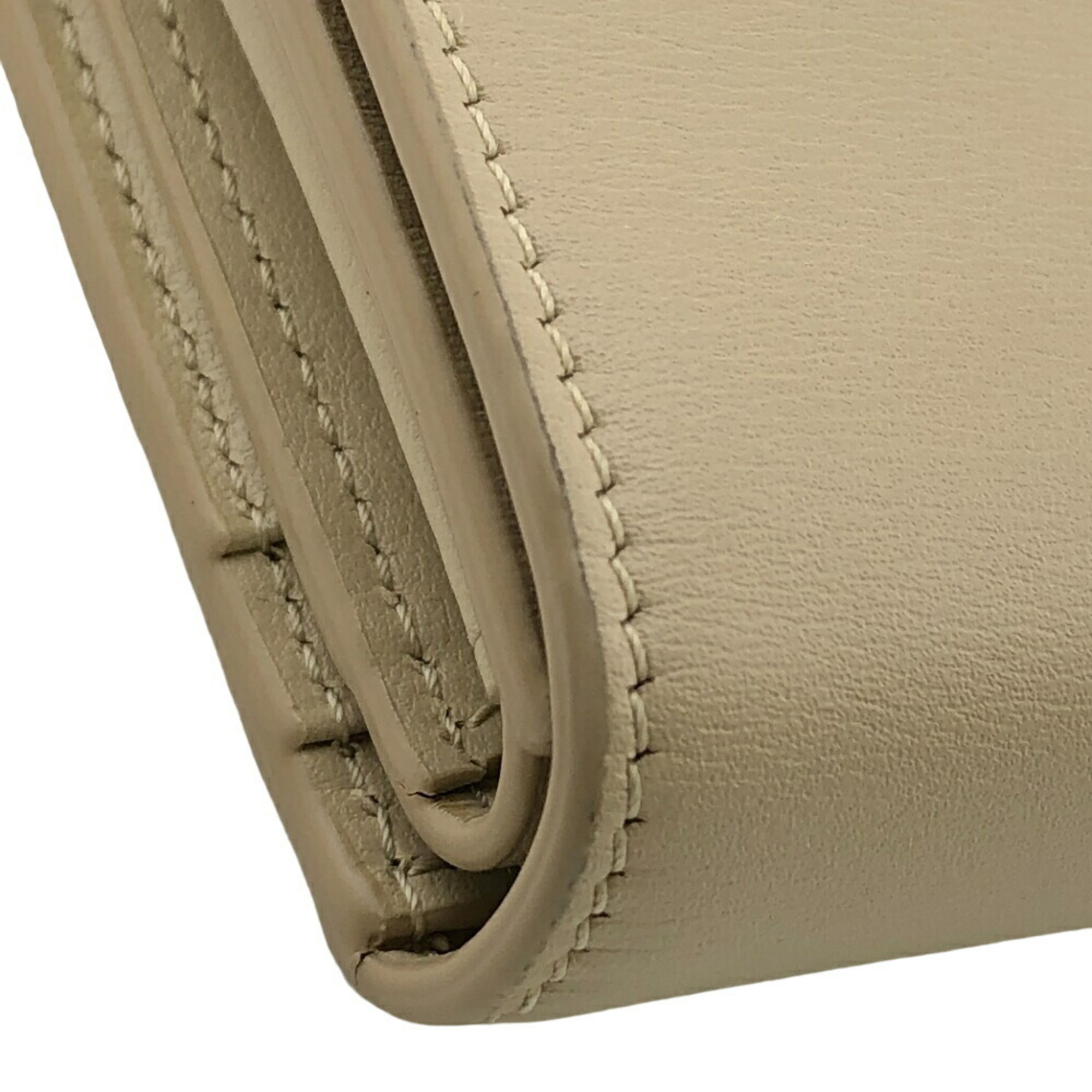 CELINE Small Trifold Compact Wallet Tri-fold Beige Women's