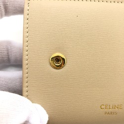 CELINE Small Trifold Compact Wallet Tri-fold Beige Women's