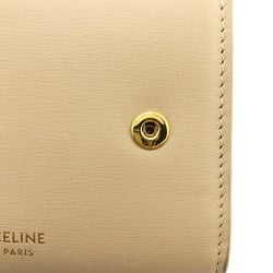 CELINE Small Trifold Compact Wallet Tri-fold Beige Women's