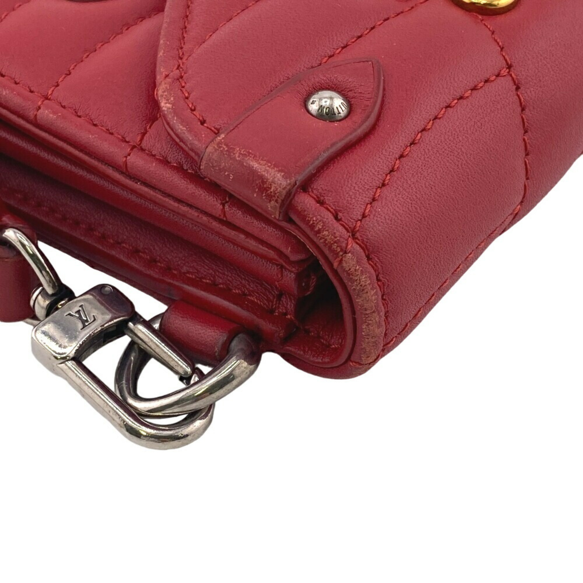 LOUIS VUITTON M63964 Portefeuille Long New Wave Love Lock Wallet Red Women's