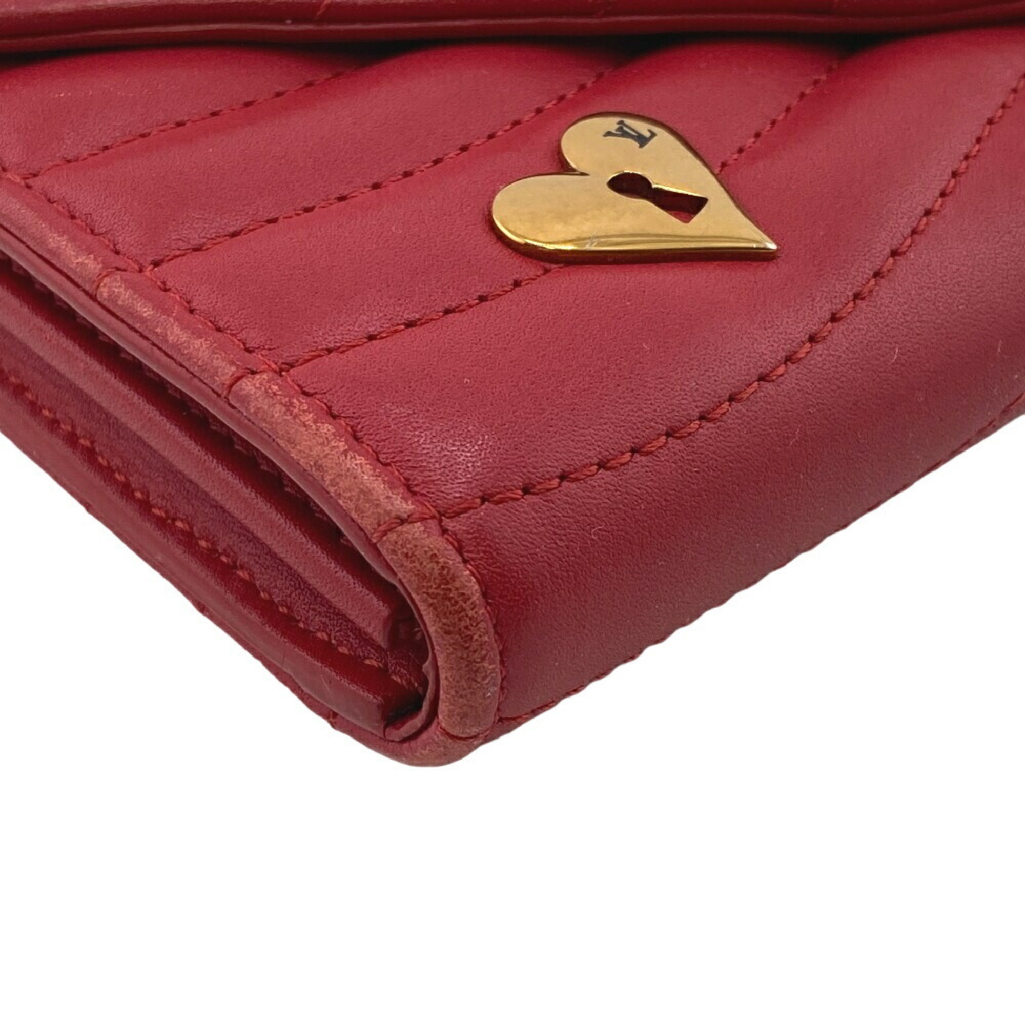 LOUIS VUITTON M63964 Portefeuille Long New Wave Love Lock Wallet Red Women's