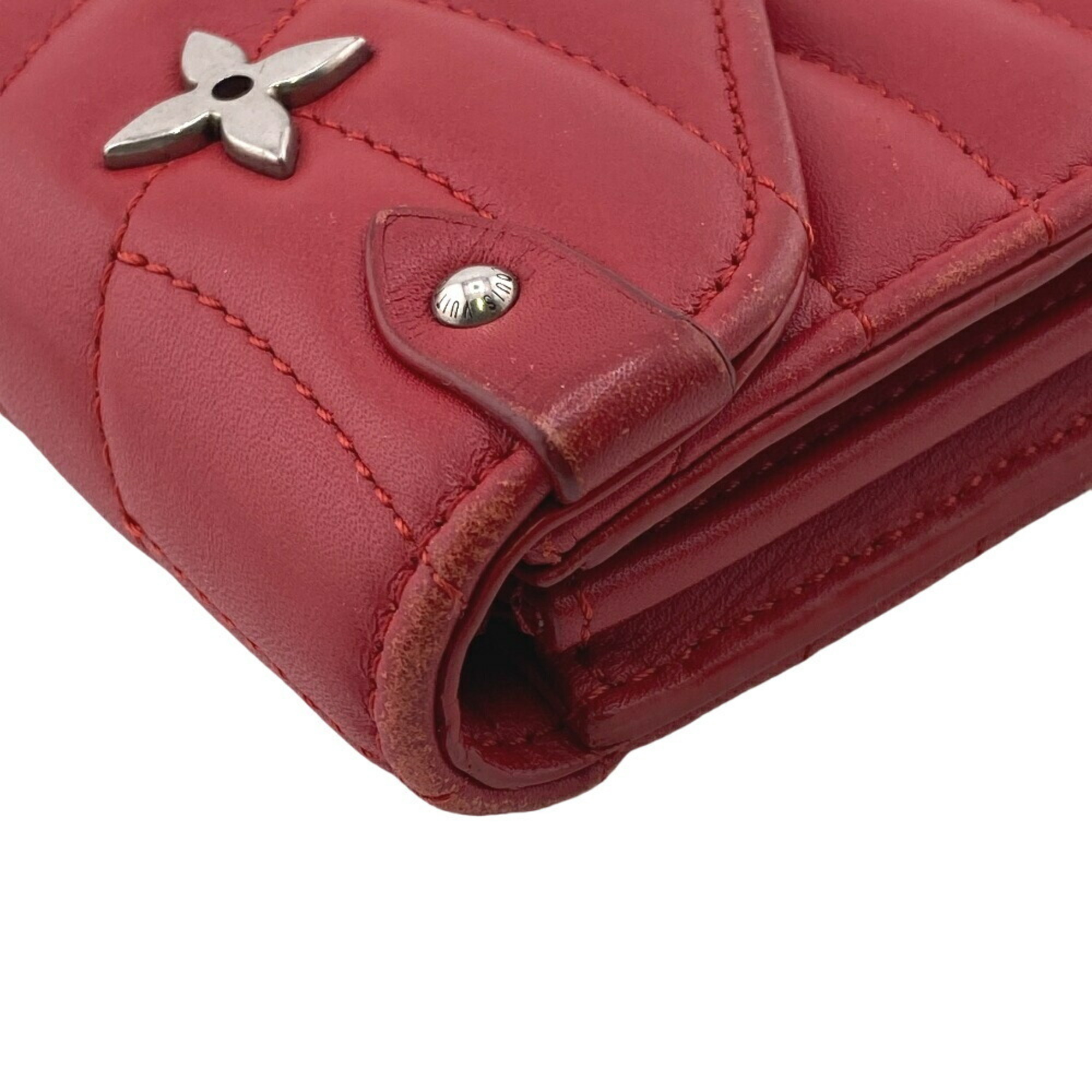 LOUIS VUITTON M63964 Portefeuille Long New Wave Love Lock Wallet Red Women's