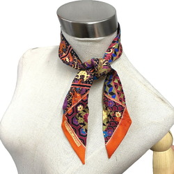 HERMES Twilly Collections Imperiales Scarf Muffler Orange Women's