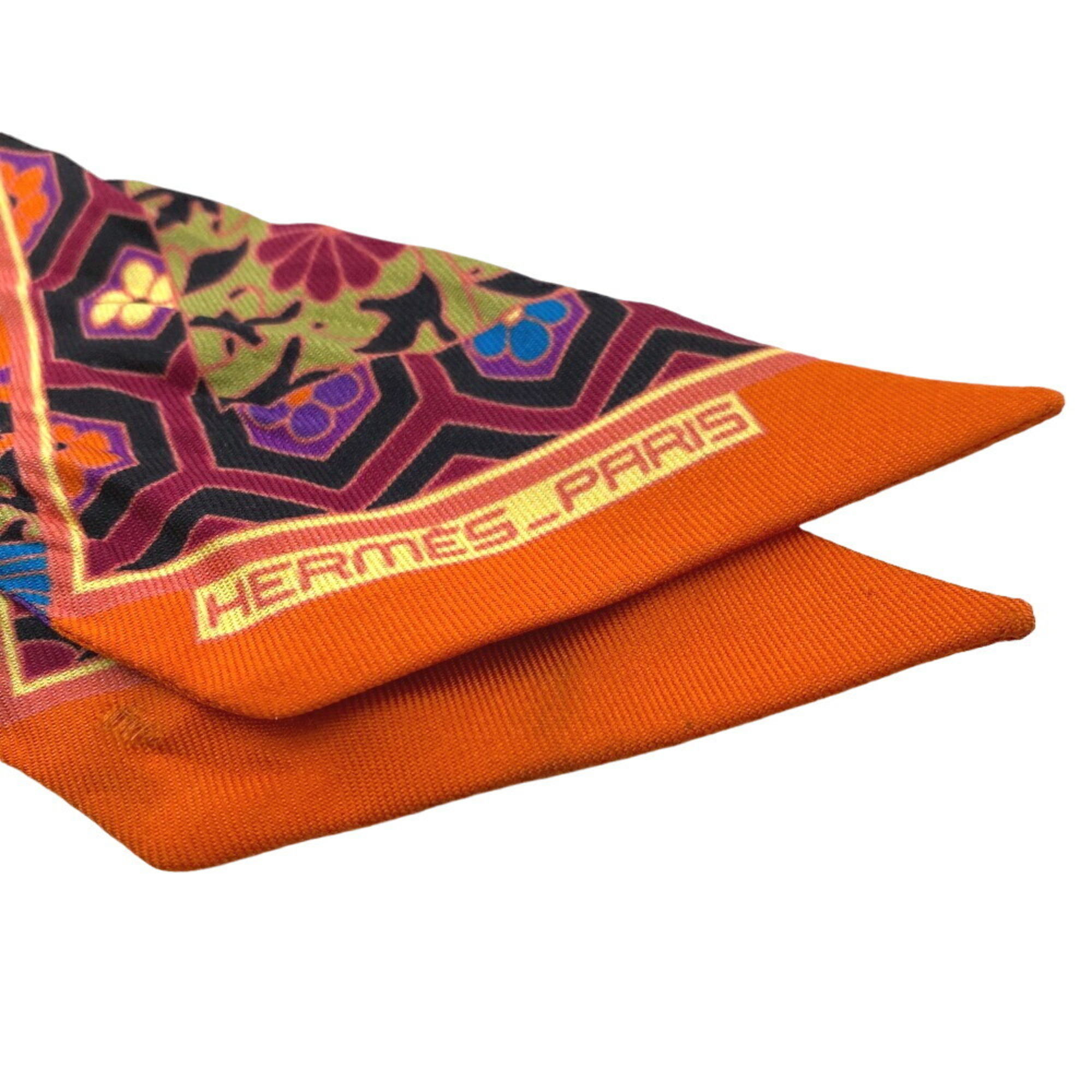 HERMES Twilly Collections Imperiales Scarf Muffler Orange Women's